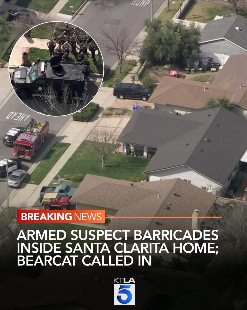 Special Enforcement Bureau deputies are responding to a barricaded, armed suspect inside a Santa Clarita home Wednesday morning.