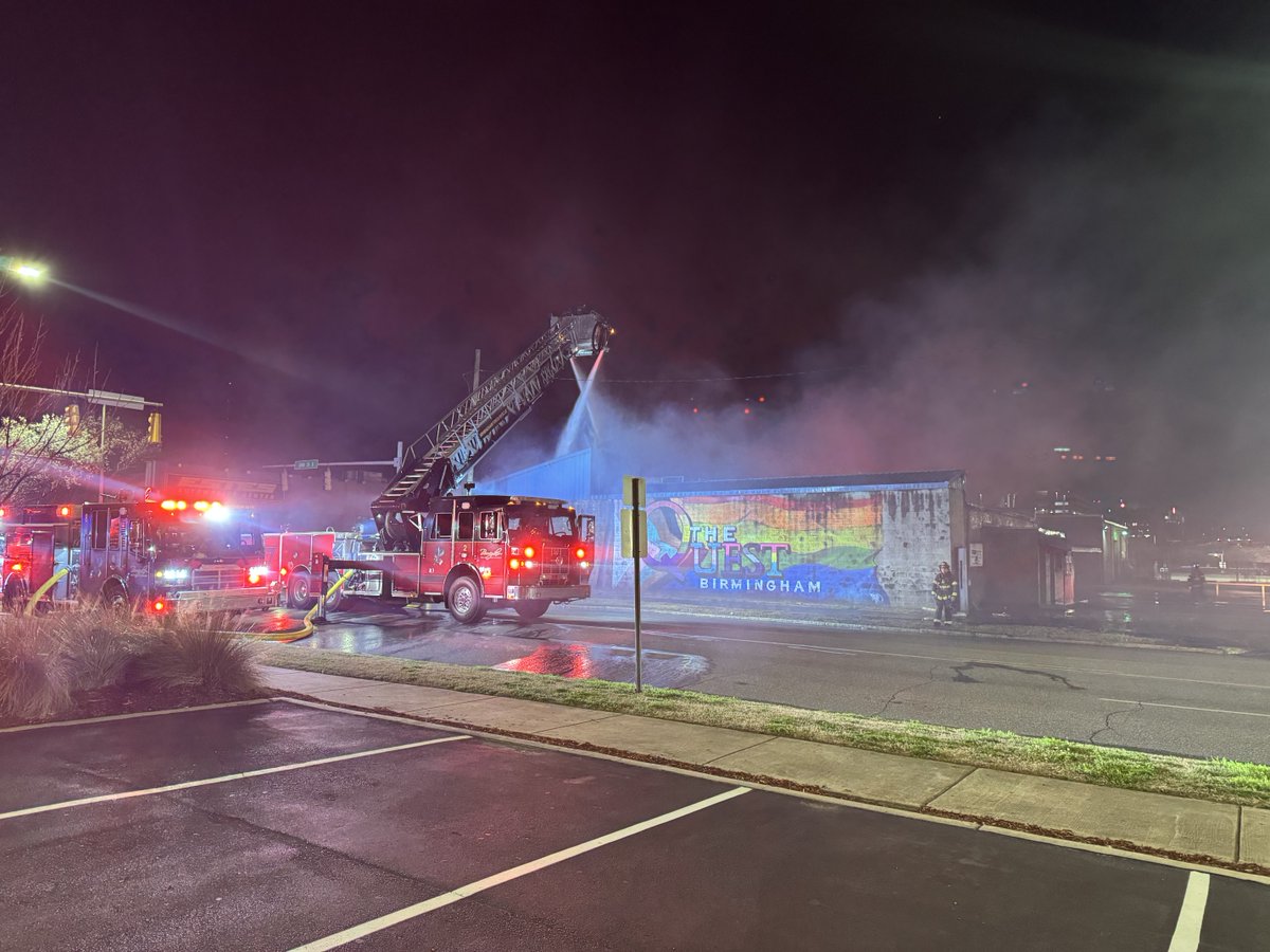 Firefighters are battling a blaze at the now-closed The Quest in Birmingham.