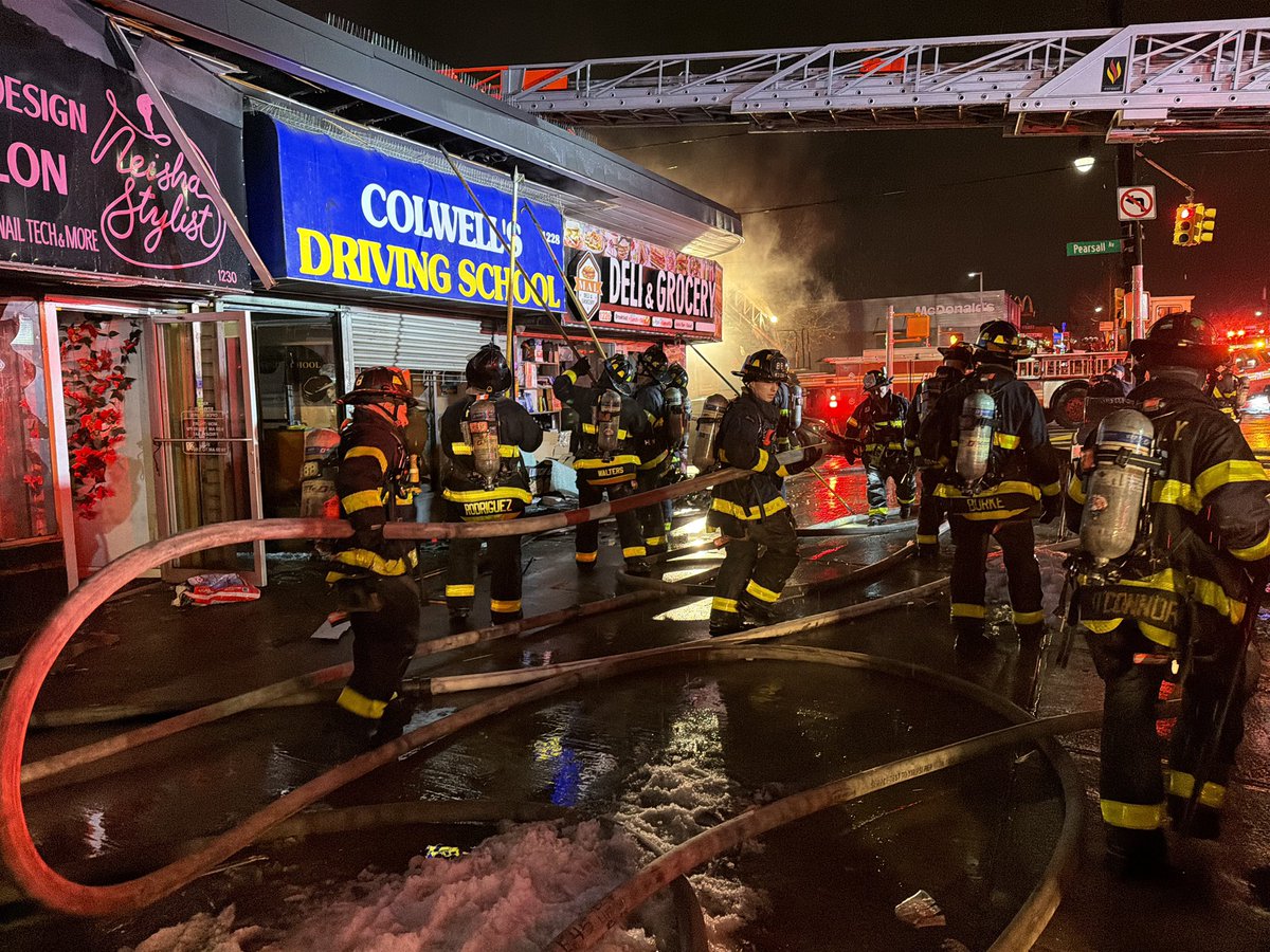 The FDNY responded to a 4-alarm fire at 1234 E Gun Hill Road in The Bronx just before midnight on Thursday. Units arrived to find fire extending through the cockloft, the area between the ceiling and the roof, and into adjoining occupancies, ultimately affecting 11 stores