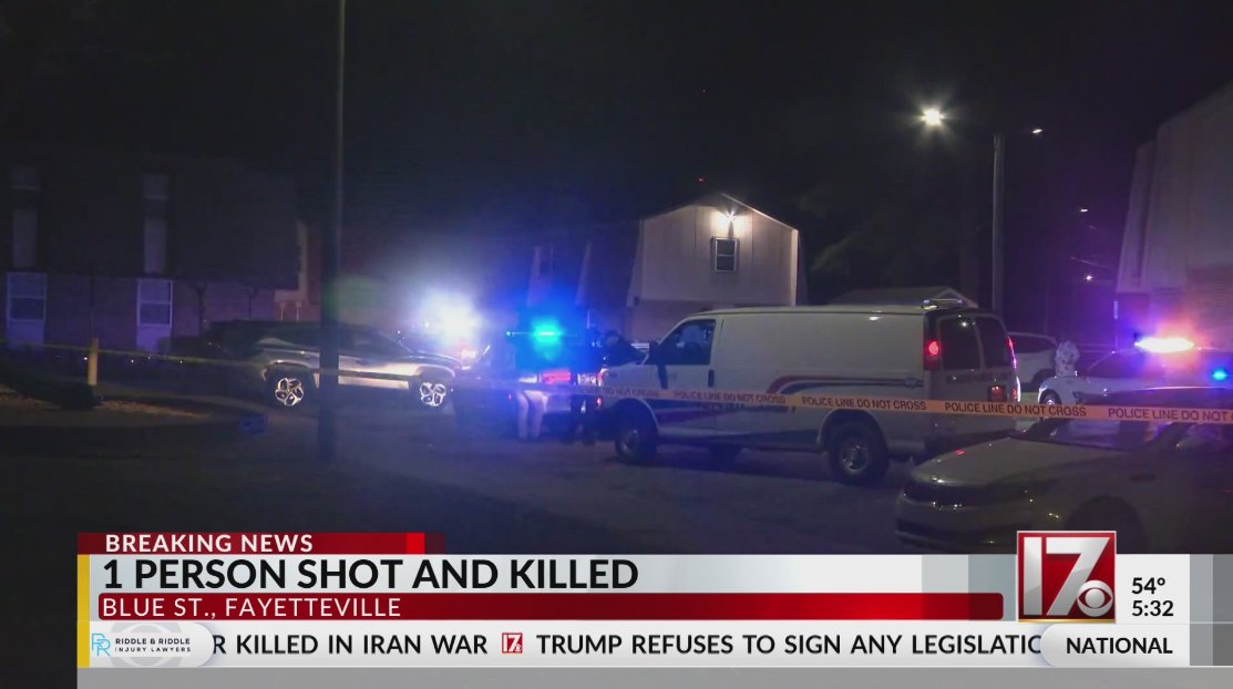 One person died after a late-night shooting on Blue Street in Fayetteville on Monday, police said