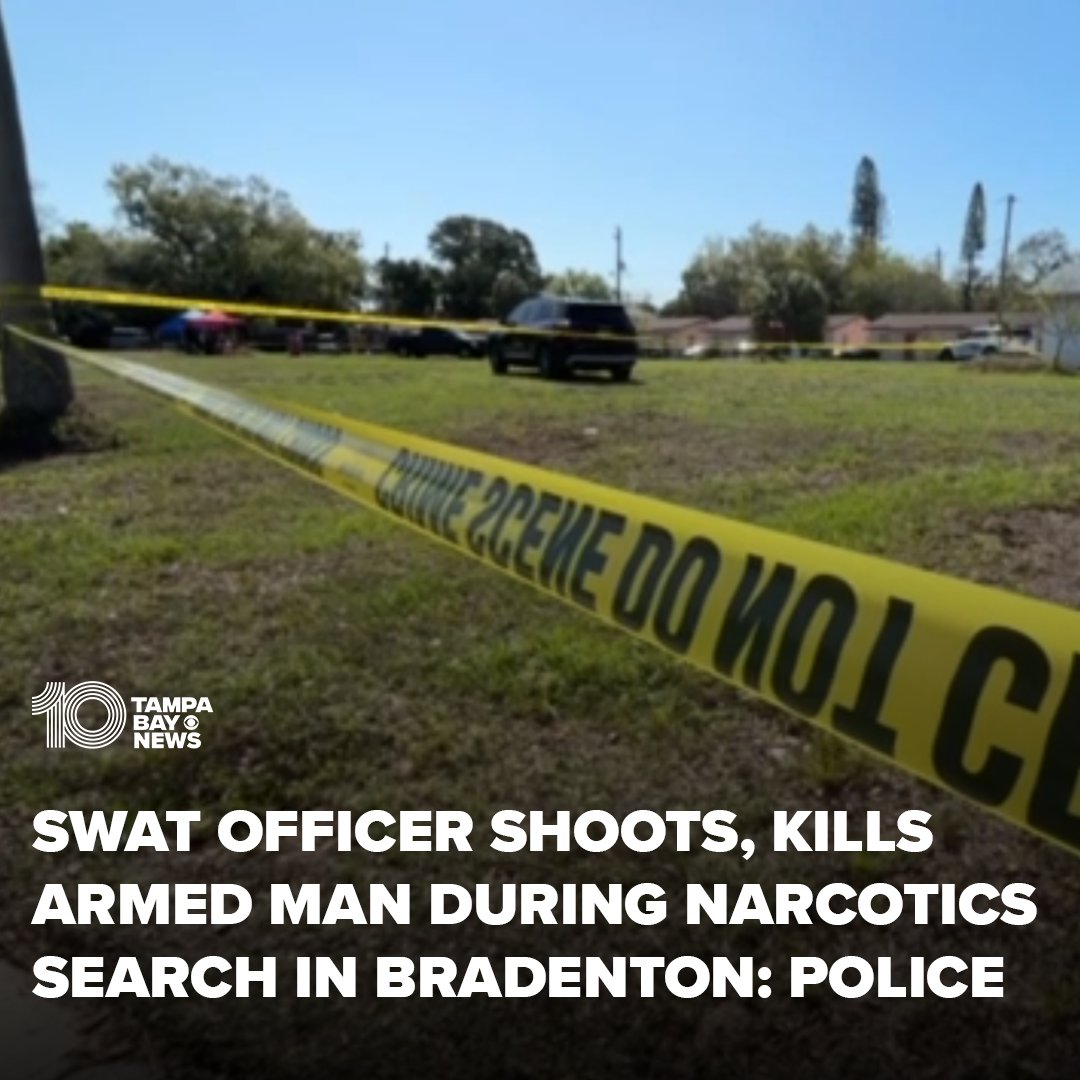 Bradenton police say an armed man refused to follow commands, leading to a SWAT officer firing at least three shots at him