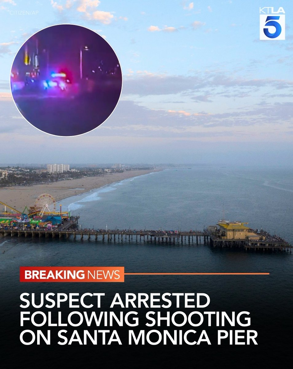 The Santa Monica Police Department has arrested a suspect in a shooting that injured two people following a large fight at the Santa Monica Pier on Sunday evening.
