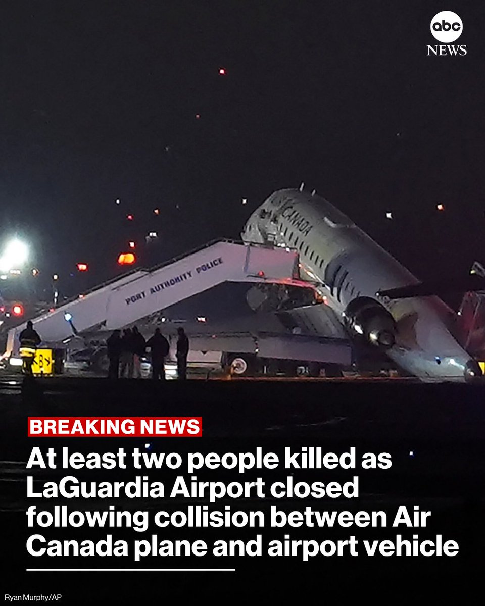 Officials briefed on the situation tells ABC News that two people were killed in the LGA collision. There are 13 hospitalized with injuries, 11 passengers and 2 first responders.