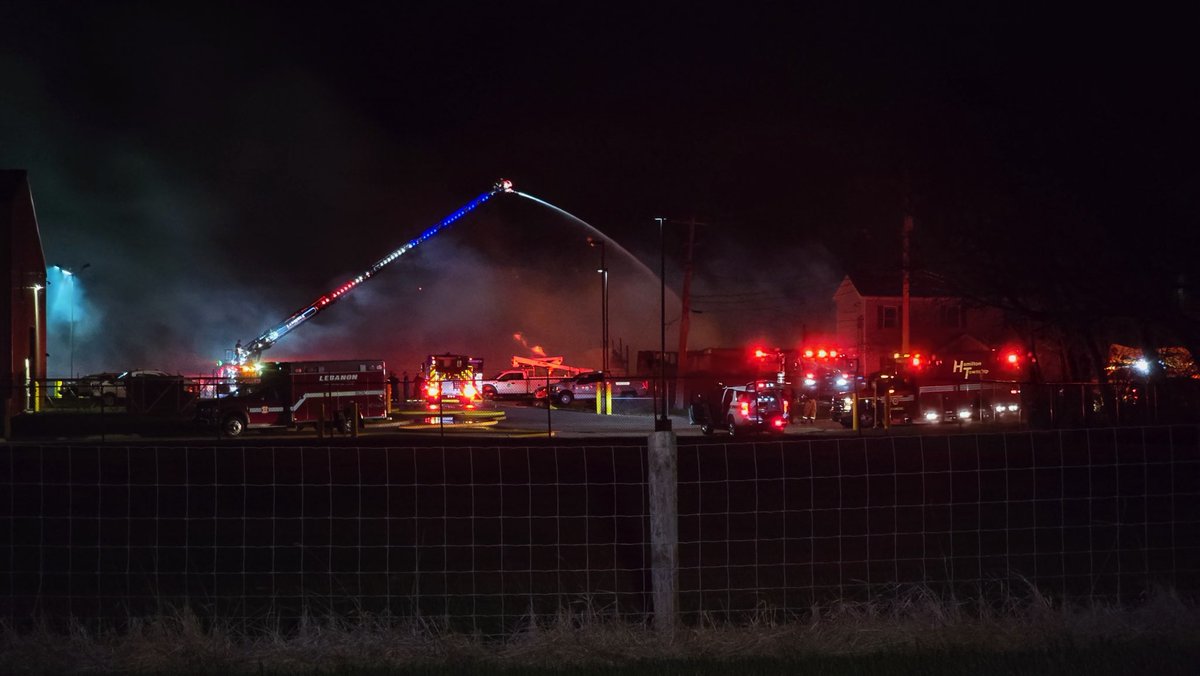 Multiple crews were called to the scene of a massive fire at a building in Lebanon late on Tuesday night