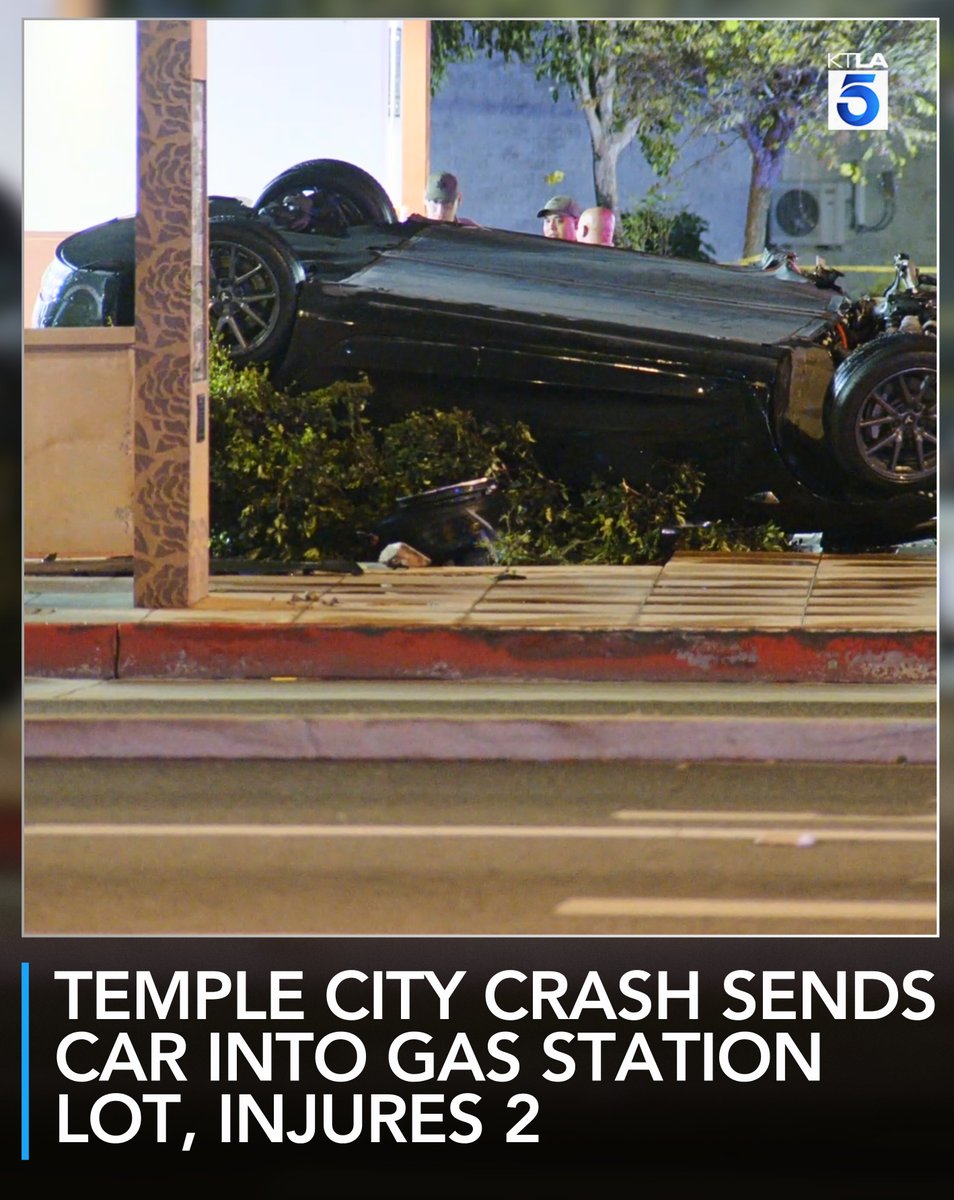 Temple City crash sends car into gas station parking lot, injures 2