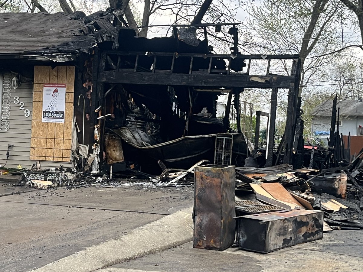 Scene in Godfrey, IL after fire/possible explosion does major damage to home on Meadowlark Dr. Fire officials- flames could be seen from a mile away after fire call came in just after 10pm last night. 2 ppl were home but fortunately they got out. No injuries reported