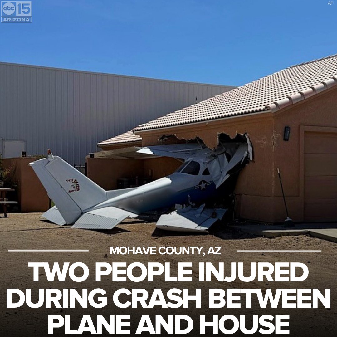 Two people on board a single-engine plane were taken to a hospital yesterday after they crashed into a house in Fort Mohave. Officials say nobody was inside the home at the time