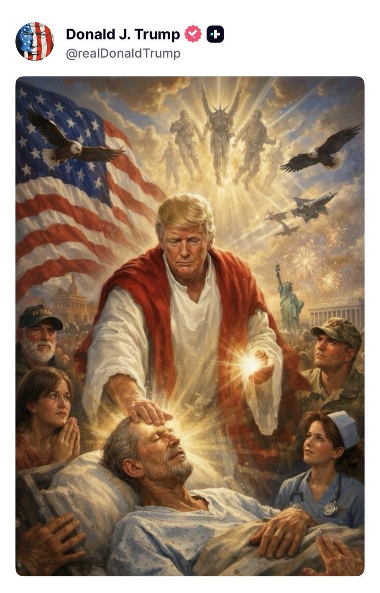 President Trump has deleted his post portraying himself as Jesus