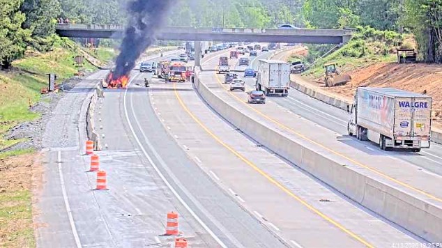 A large vehicle fire caused major traffic disruptions on a busy interstate in Orange County on Monday afternoon