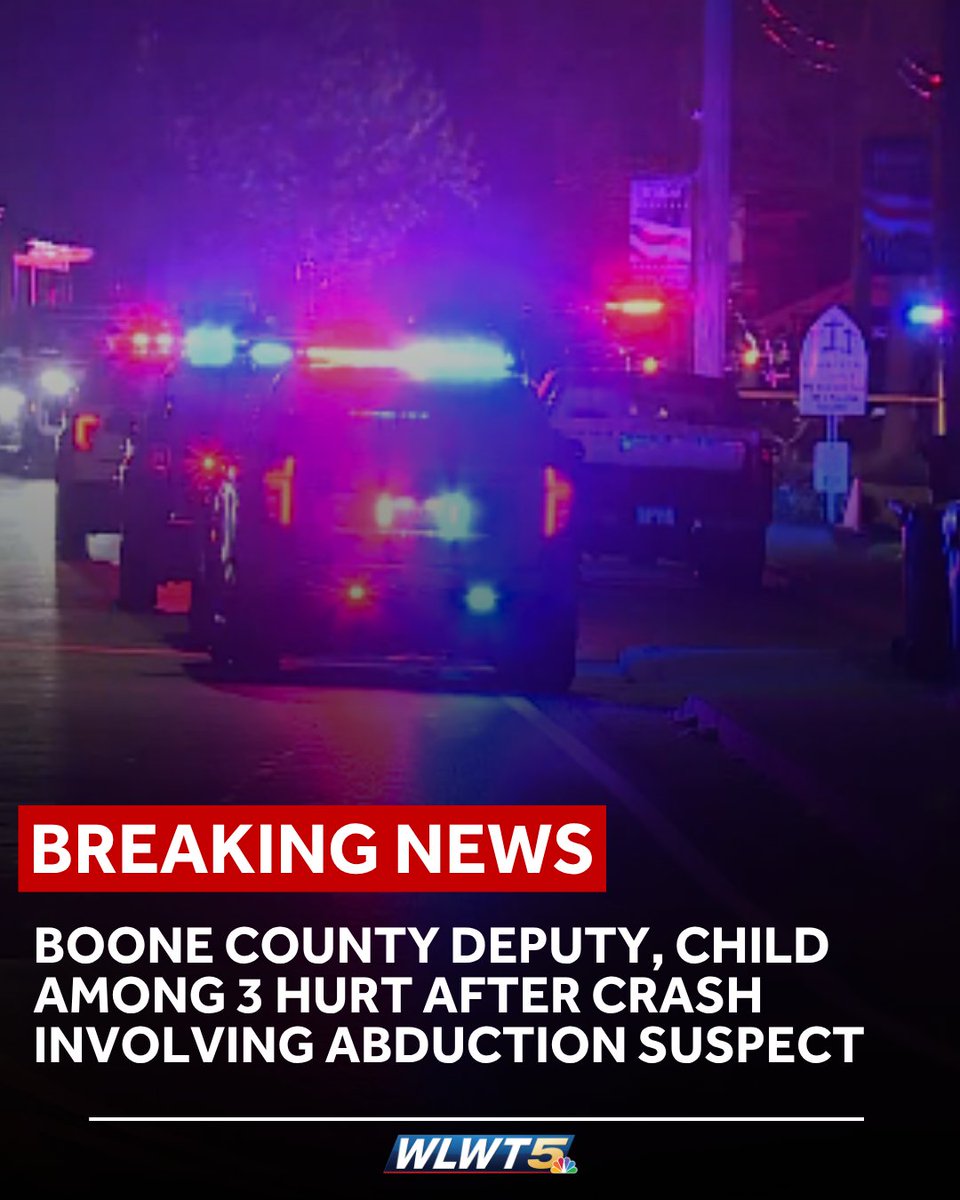 Three people were hospitalized, including a Boone County sheriff’s deputy, after a chase involving an Ohio abduction suspect ended in a crash in Walton on Tuesday night