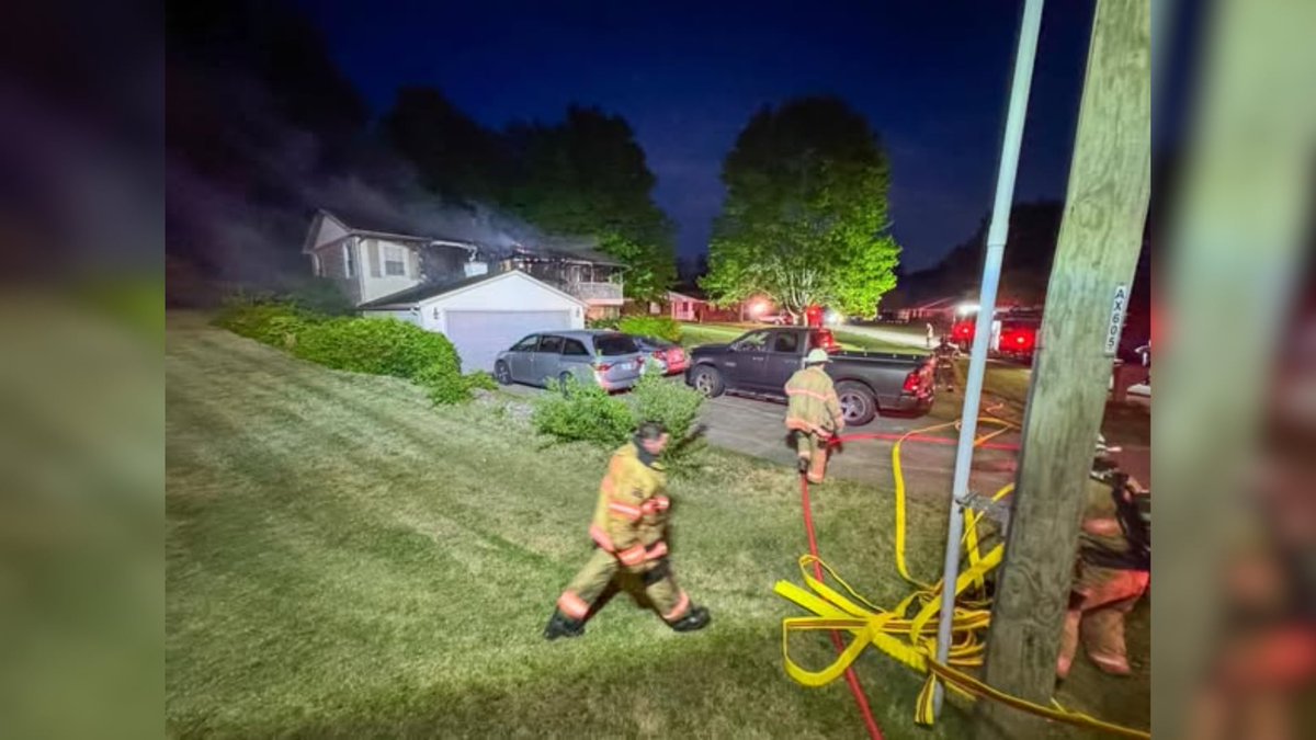 Firefighters from several nearby towns deal with house fire Tuesday night in Fort Branch