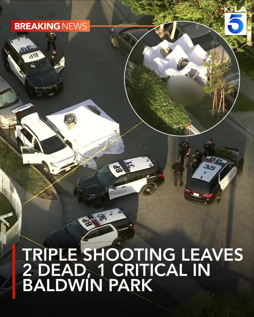A triple shooting in Baldwin Park early Friday has left two people dead and a third in critical condition, according to the Los Angeles County Fire Department