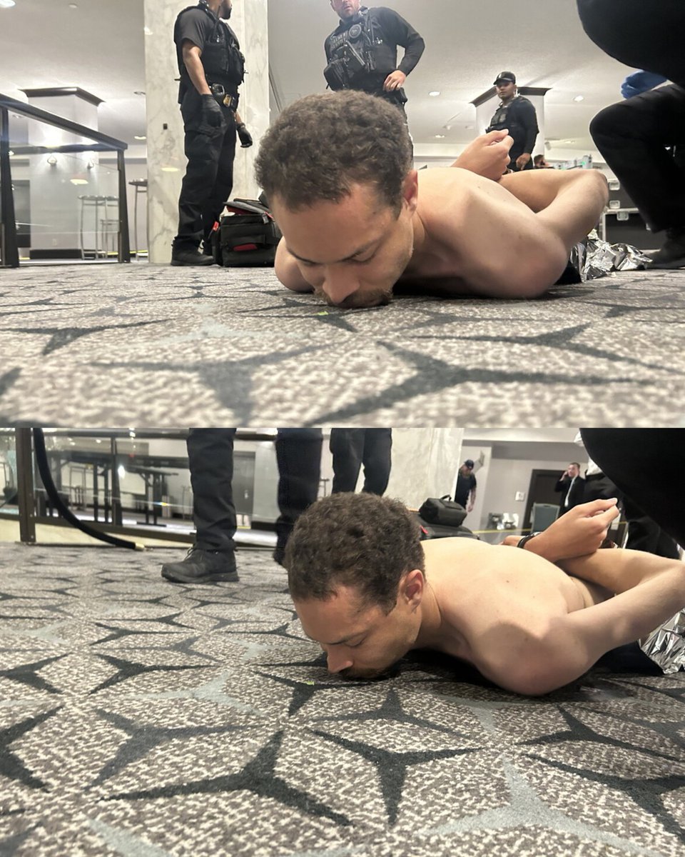 President Trump posts two close-up photos of the Cole Tomas Allen - the suspect in tonight's shooting at the White House Correspondents Association dinner - following his apprehension