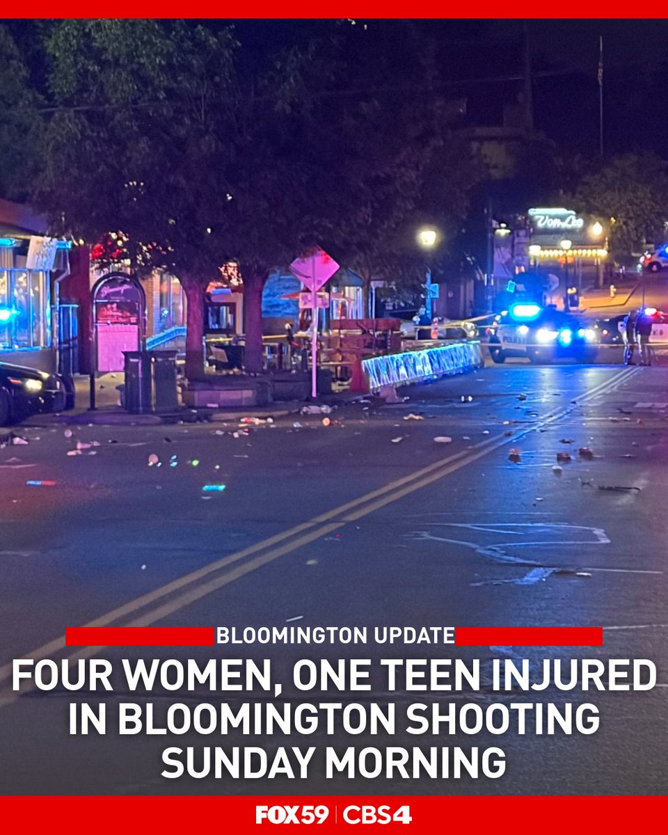 Four women and one teenager were shot and injured in Bloomington early Sunday morning after a fight broke out near a Five Guys restaurant