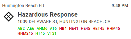 HuntingtonBeach / California Full Hazmat response in HB due to a large presence of Fentanyl being found. HBFD responded to a medical aid in the area of Delaware and Knoxville streets, once on scene they identified what appeared to be a quantity of Fentanyl and requested a full Haz-Mat response, they have additionally