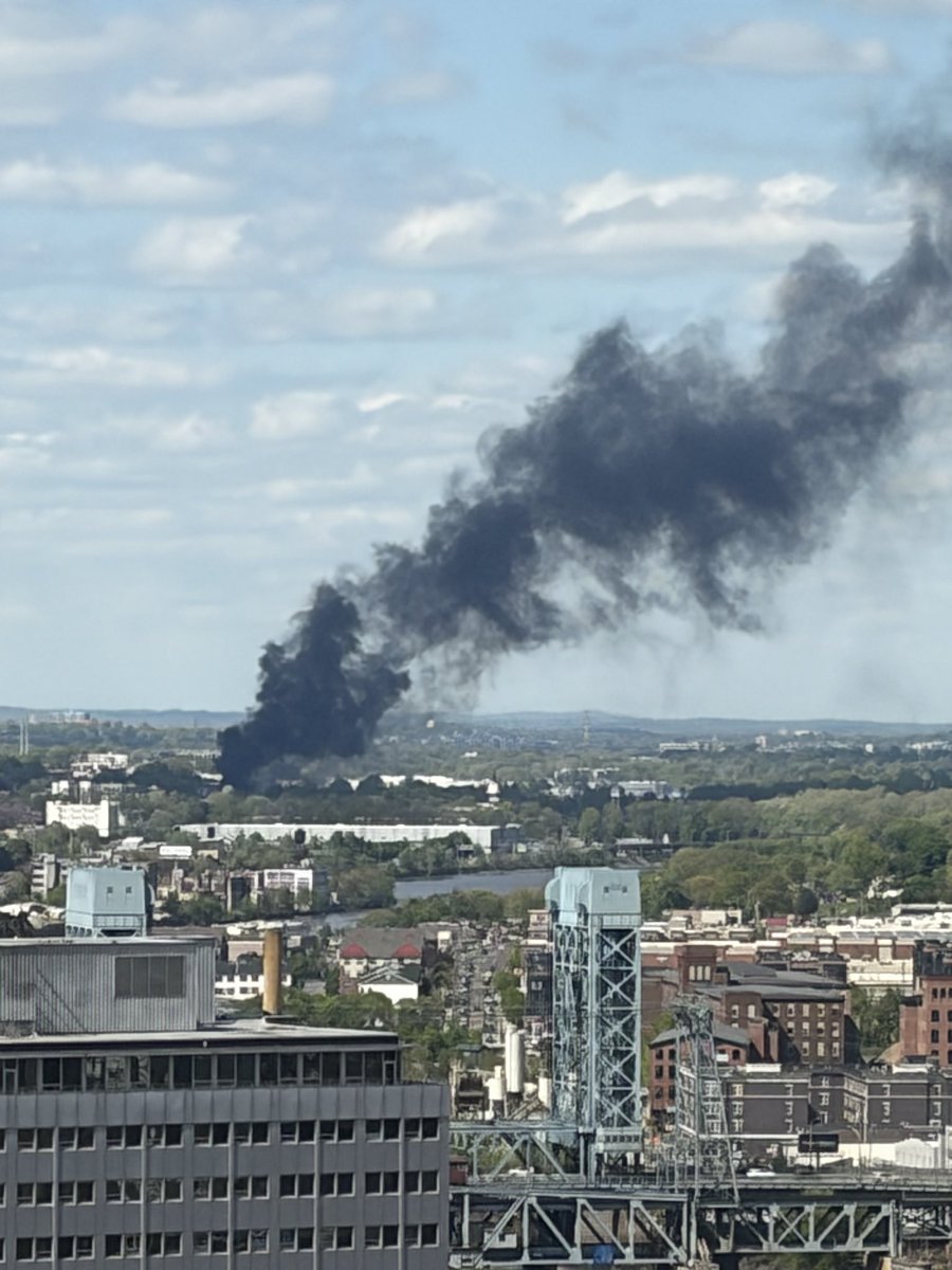 Emergency services in New Jersey are responding to a major fire at a warehouse in Belleville, Essex County.