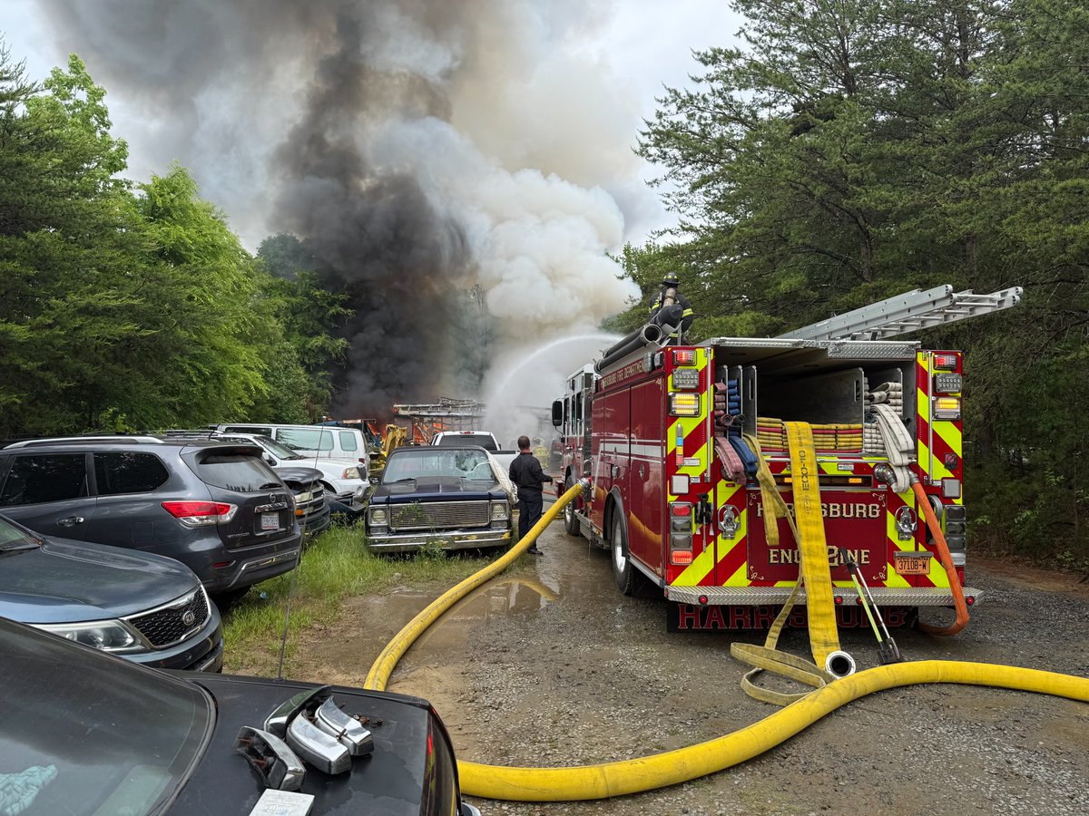 It took 43 firefighters to extinguish the fire in Harrisburg. Several cars were on the property. Harrisburg Fire Deparment