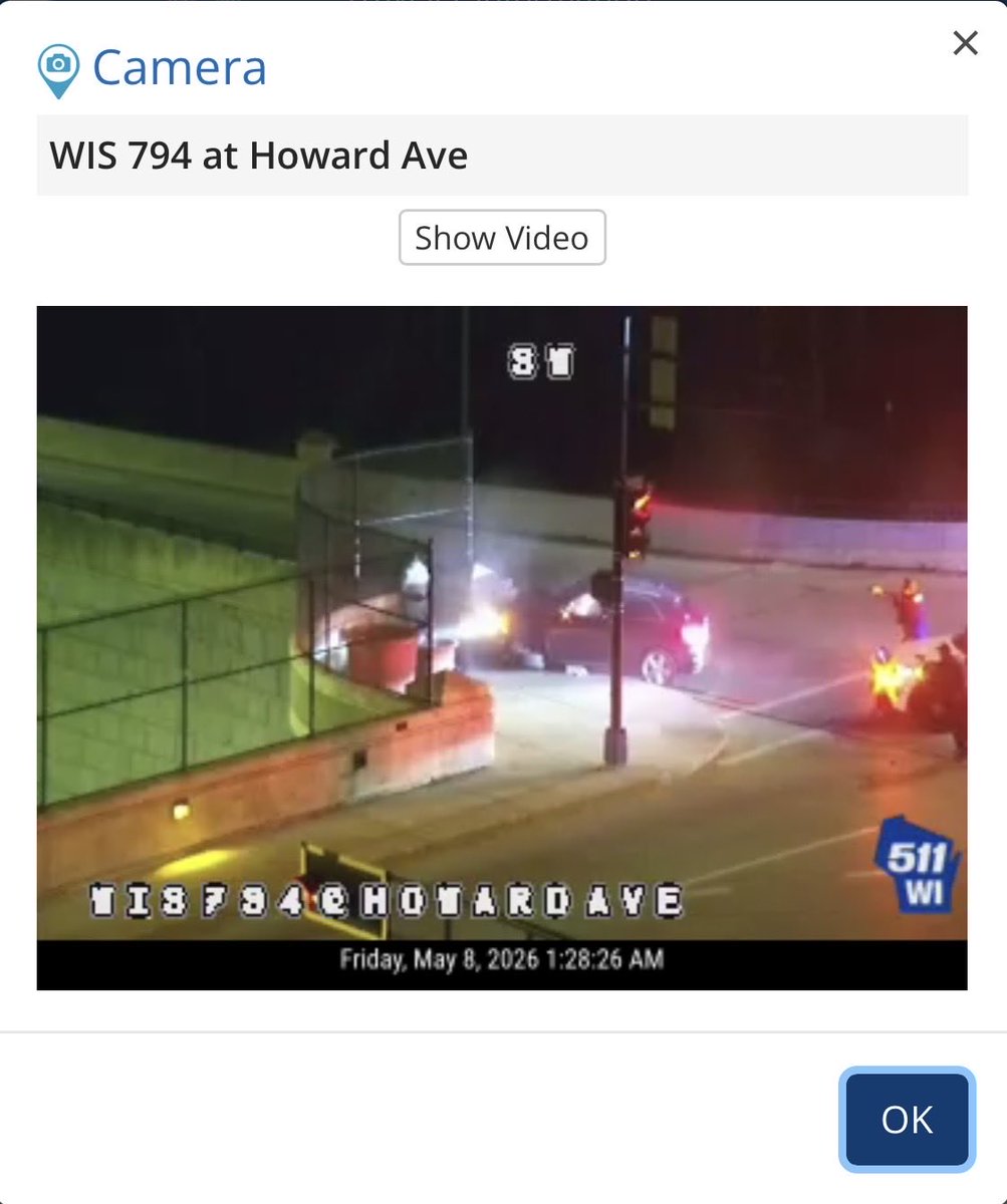 St Francis WI - E Howard Ave at I-794 - Vehicle pursuit related to a drug investigation, vehicle now crashed, taser deployed, taking the driver into custody