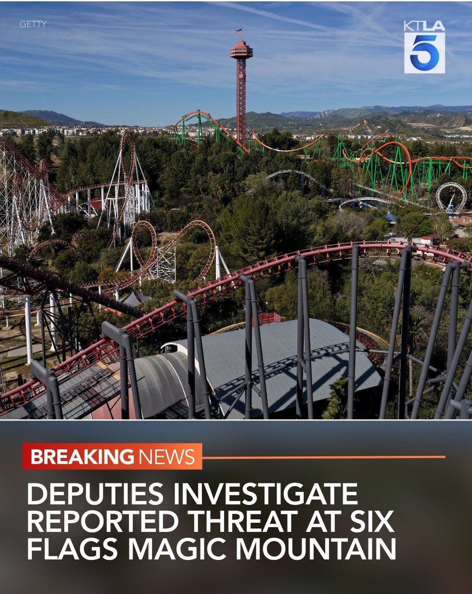 Deputies are conducting a sweep of Six Flags Magic Mountain after a reported threat Monday morning