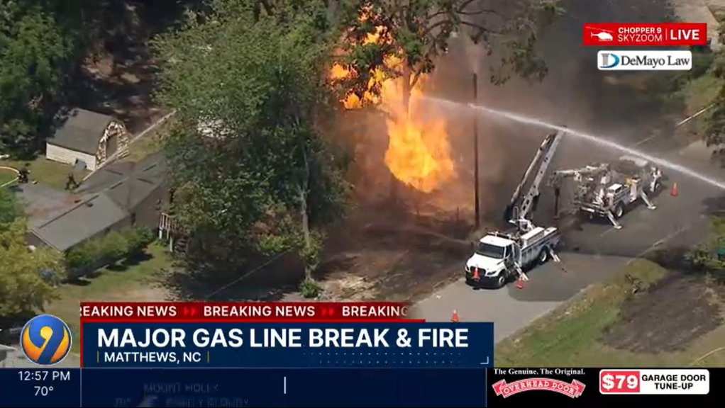 From Matthews Fire & EMS- no injuries reported. Several homes evacuated. This is at the intersection of Pleasant Plains Road and Morningwood Drive