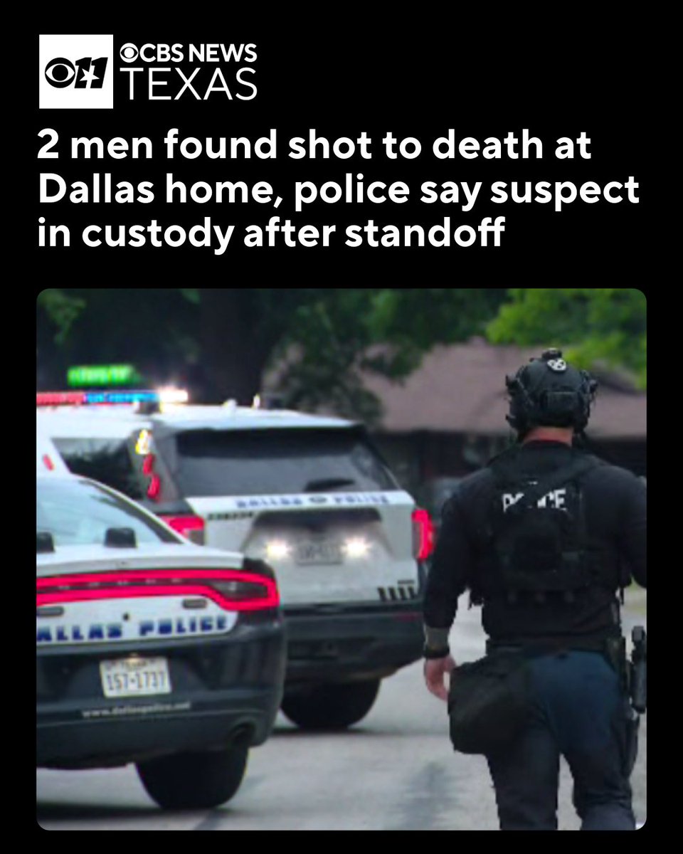 A standoff that was sparked by a shooting call early Sunday morning in Dallas' Oak Cliff neighborhood ended with a suspect in custody after police said they discovered two men had been fatally shot