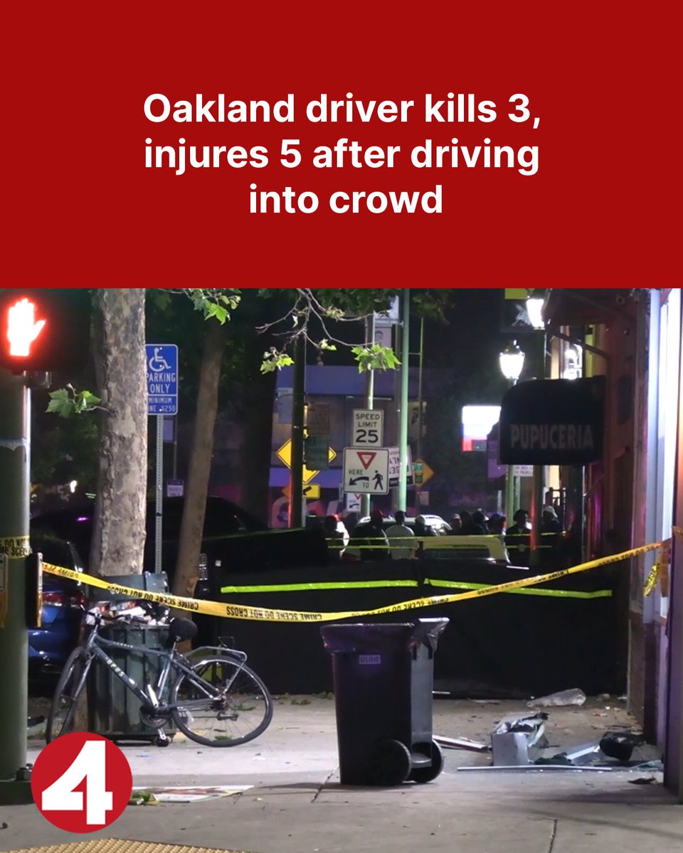 Saturday night, a driver drove into a crowd in Oakland, killing three people and injuring five