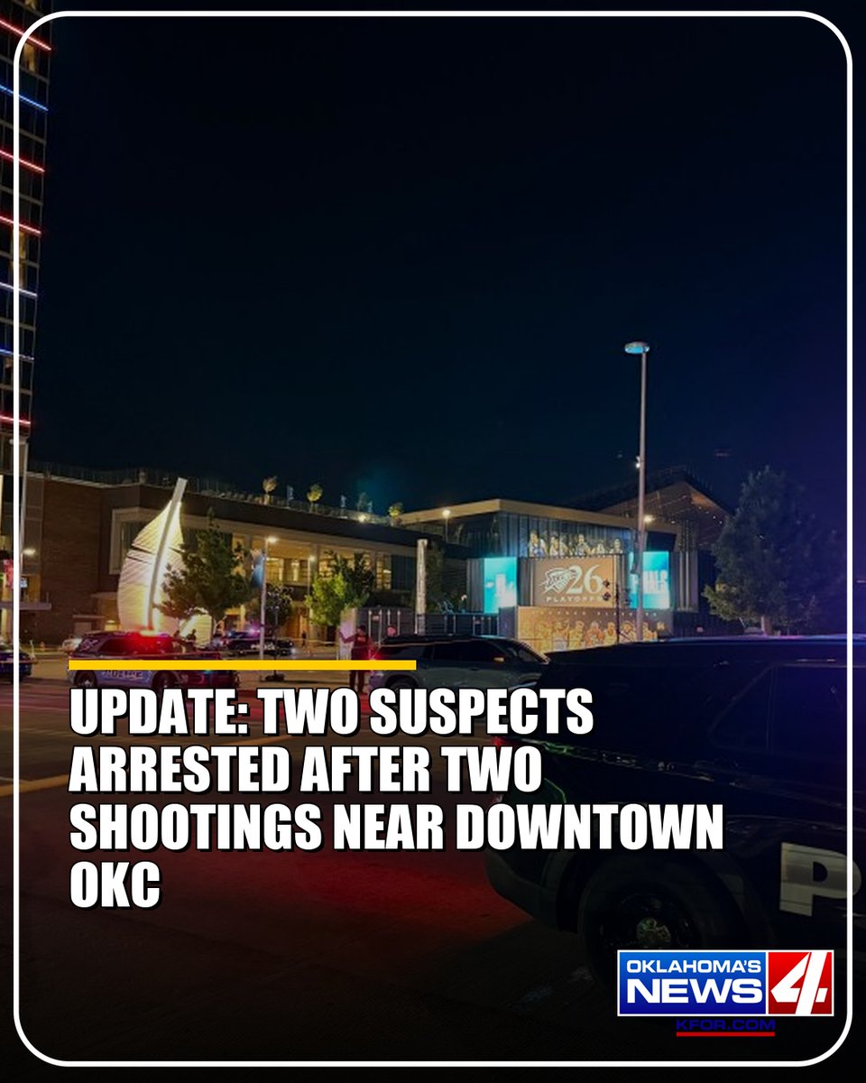 Oklahoma City Police said two people were arrested in connection with two different shootings near downtown OKC on Saturday