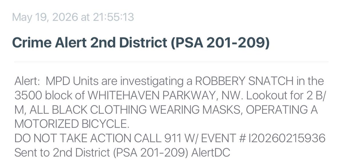 DC Police are investigating a second robbery (believed to be by the same suspects) at 1200 16th Street NW in downtown Washington DC. The two suspects are believed to be tied to several robberies throughout the district over the past 3 days.