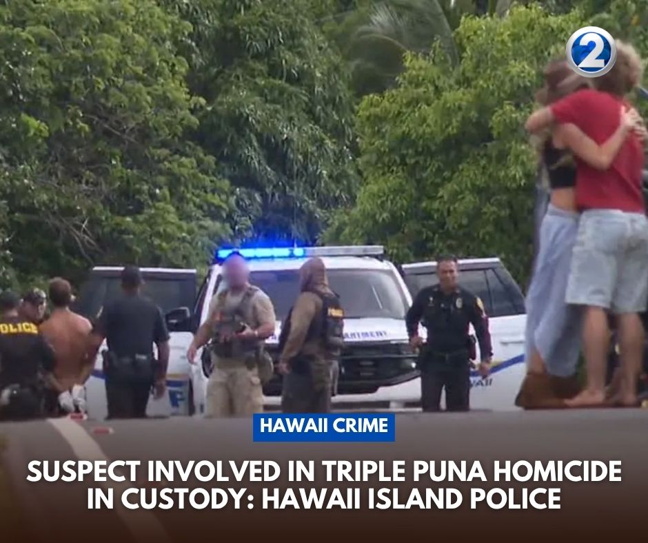 After an intense two-day search, the suspect involved in the Puna homicides is in Hawaii Island police custody