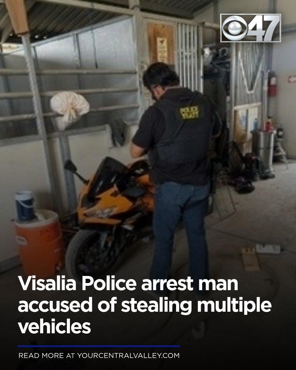 Visalia Police said they arrested a man Friday who is accused of stealing multiple vehicles