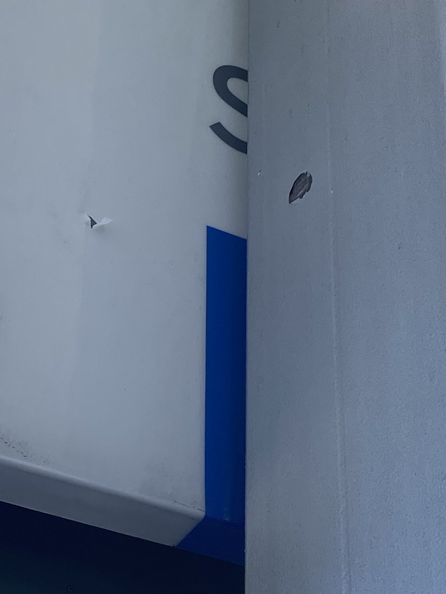 DOZEN BULLET HOLES spotted at a gas station at Bayshore Blvd and Jerrold Ave in SF where an SFPD officer was shot several times and a suspect was critically injured late Sun night. Police say the officer had surgery and is expected to recover. Two robbery suspects