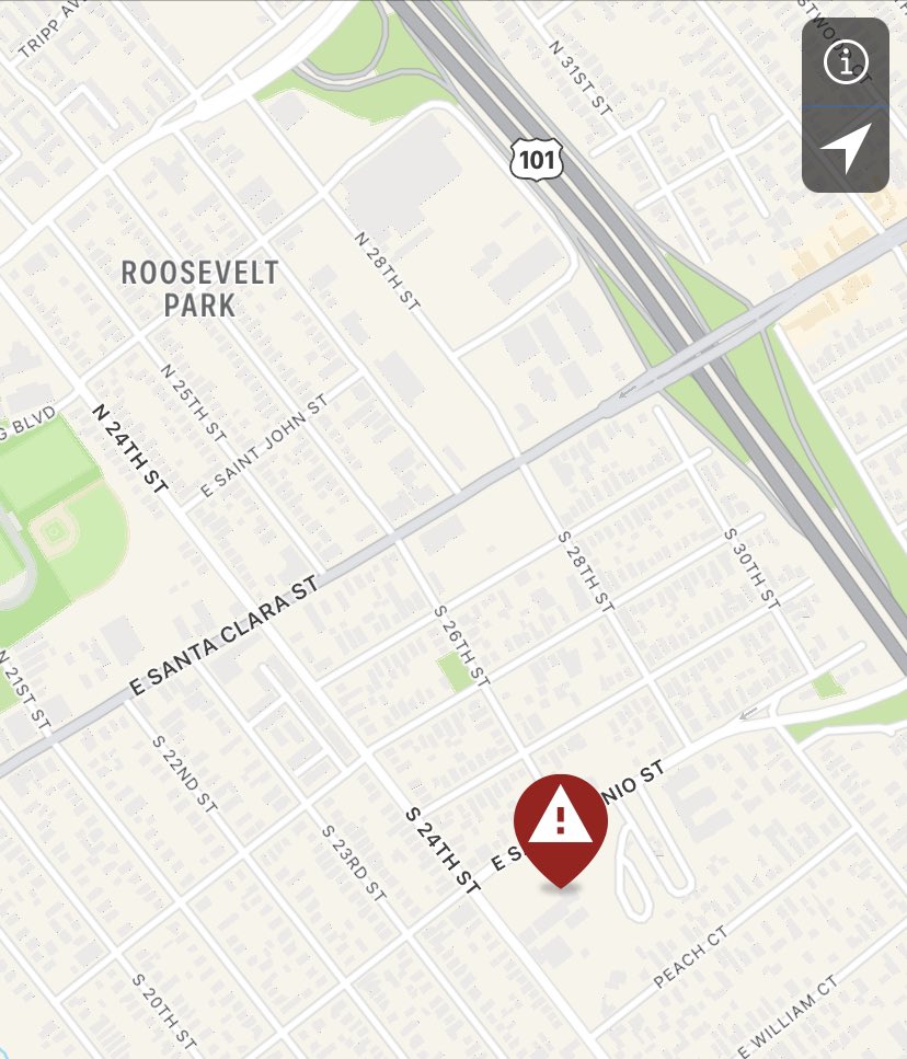 SJFD is responding to a gas leak in the area of the 200 block of S 24th St. SJFD HazMat and PG&E on scene. Nearby residences have been asked to shelter in place. Traffic impacted on S 24th St.