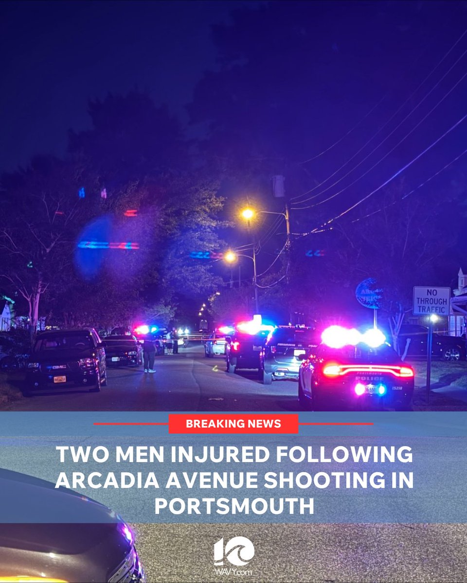 Two men are injured following a shooting in the 2900 block of Arcadia Avenue Wednesday night, according to the Portsmouth Police Department.
