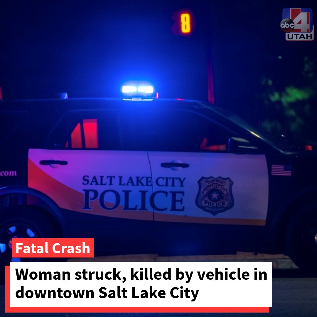A 47-year-old woman was struck and killed by a vehicle in downtown Salt Lake City Friday night, according to Salt Lake City Police