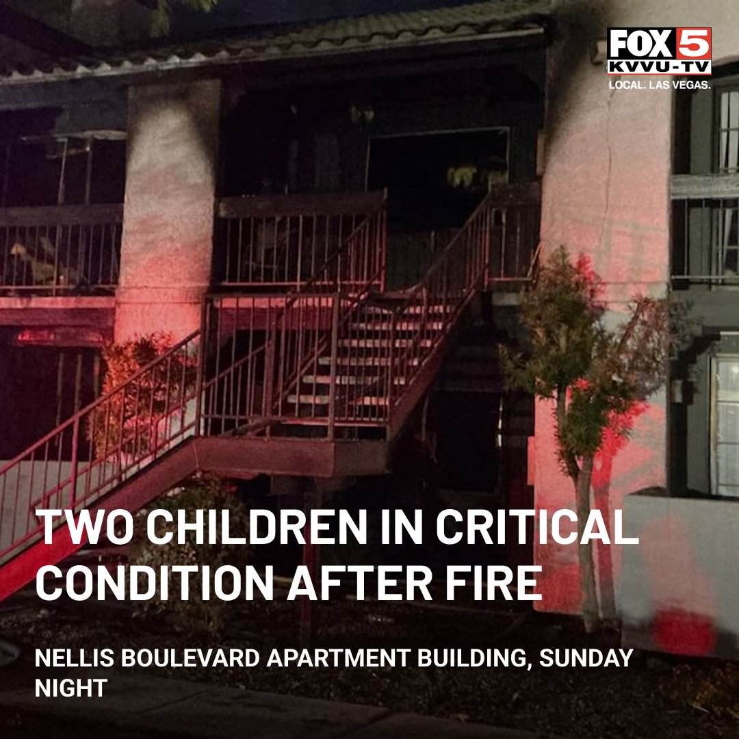 Two children were hospitalized with critical injuries after a fire at a two-story apartment building in the east valley Sunday night