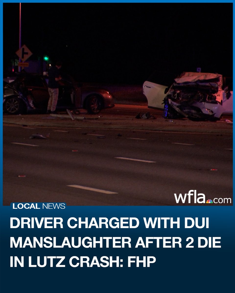 A driver was charged with DUI manslaughter after two people died in a crash in Lutz on Sunday
