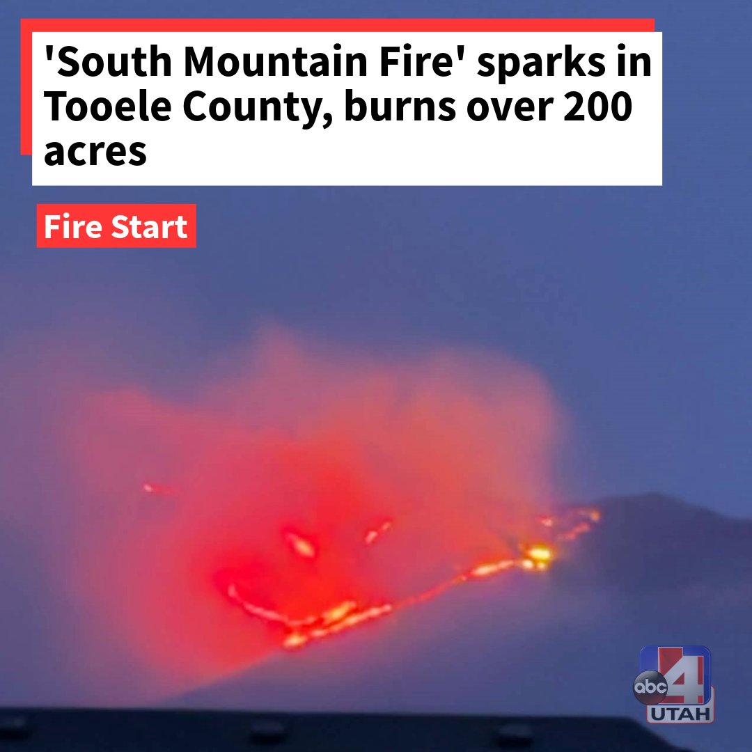 A new wildfire has sparked on South Mountain in Tooele County. The fire is actively burning, already reaching over 200 acres