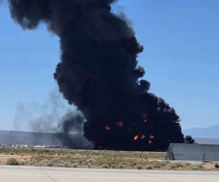 Crash site where a U.S. Air Force B-52 Stratofortress went down shortly after takeoff from Edwards Air Force Base.