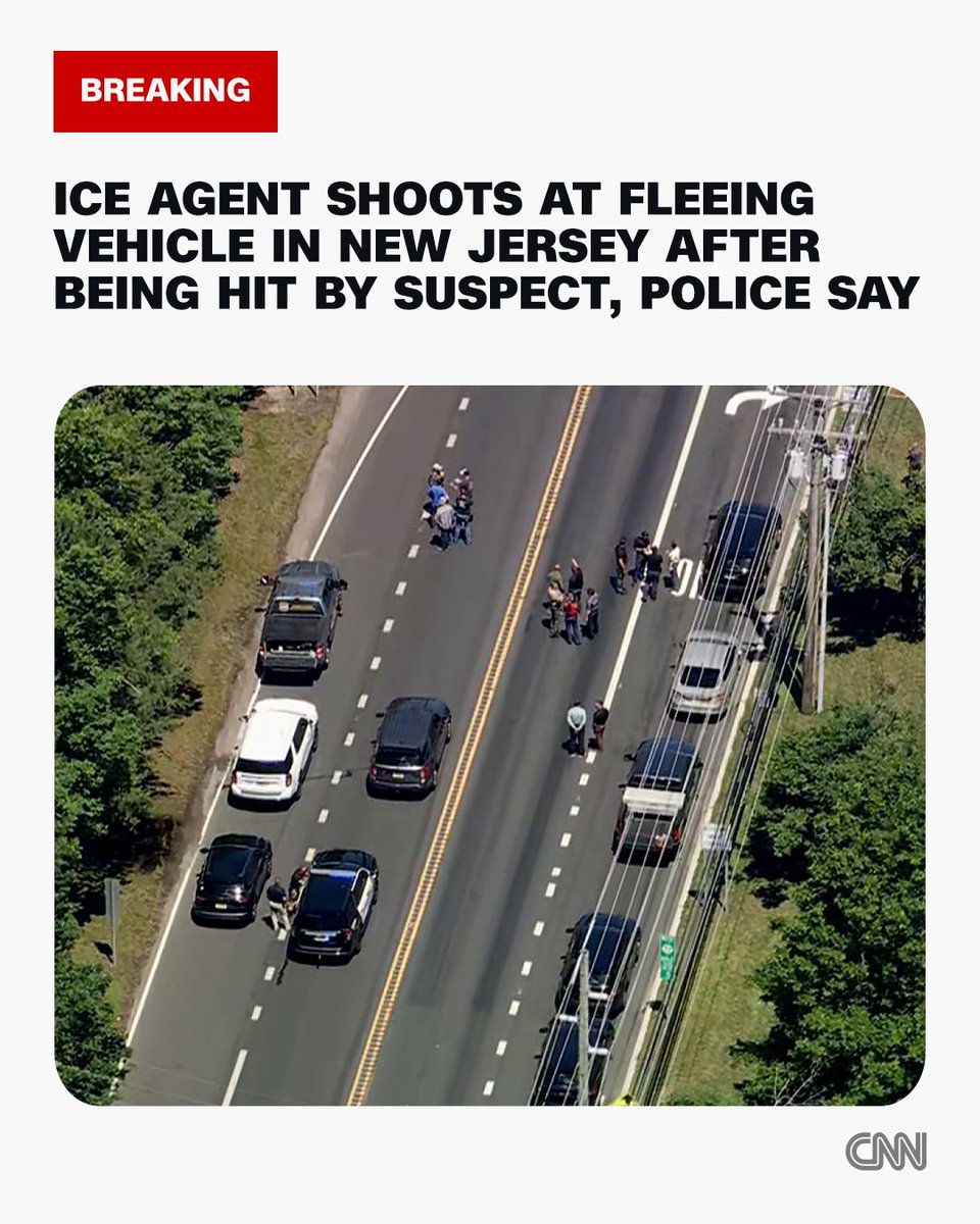 ICE agent shoots at a fleeing vehicle in New Jersey after the agent was hit by the suspect's car, police say