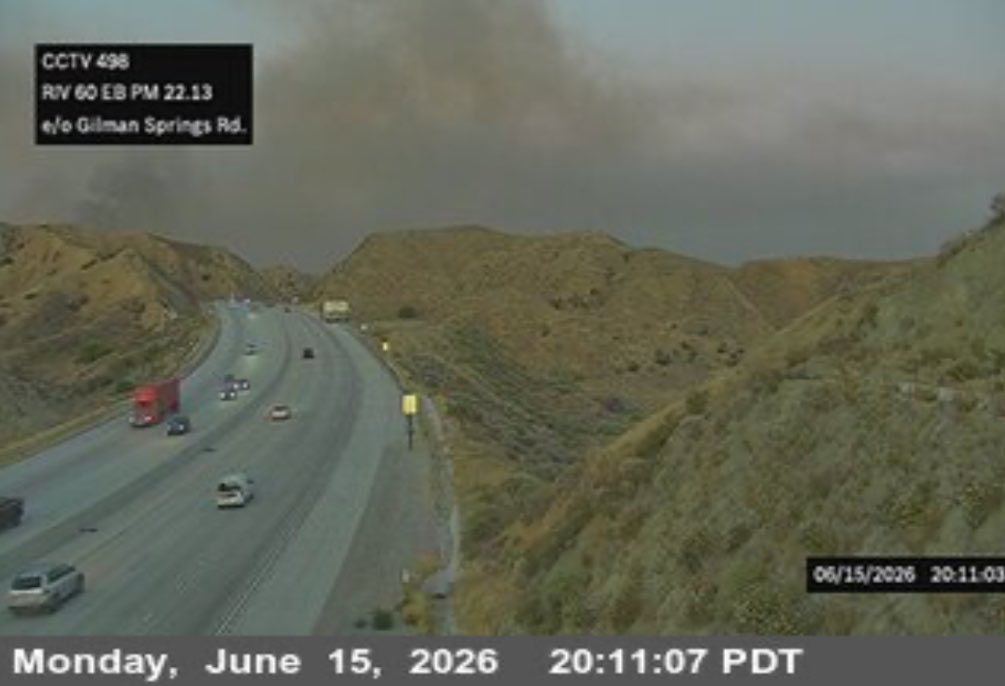 ShoreFire The Fire is continuing to be Active this Evening and is pushing towards Highway 60, be careful driving East Bound on the Highway 60 due to Bad Visibility from Smoke. IC is Reporting West Bound Highway 60 has been Shutdown.