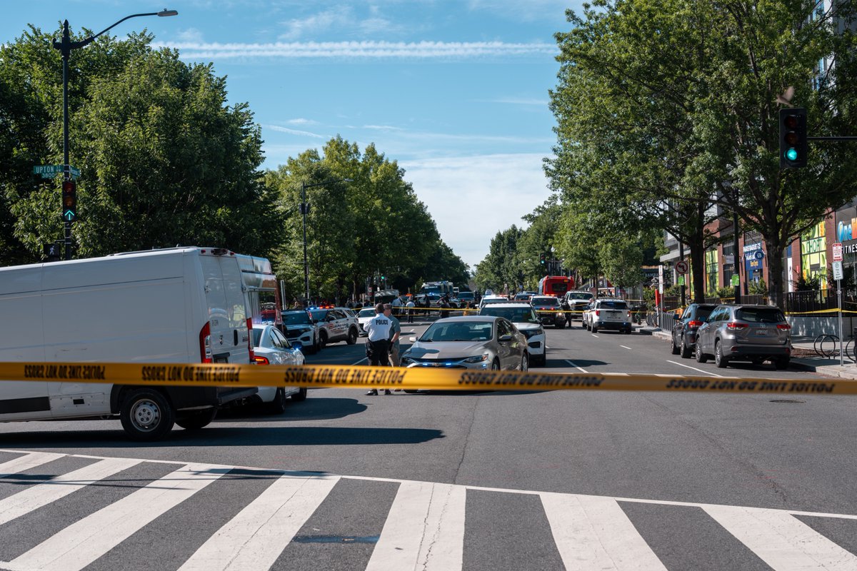 A woman was fatally shot at a bus stop in the 3600 block of Wisconsin Avenue NW. The suspect made his getaway attempt by a Metrobus, but that bus was stopped in the 4000 block of Wisconsin Avenue. When police attempted to detain him, he reached for a gun and was shot dead by MPD