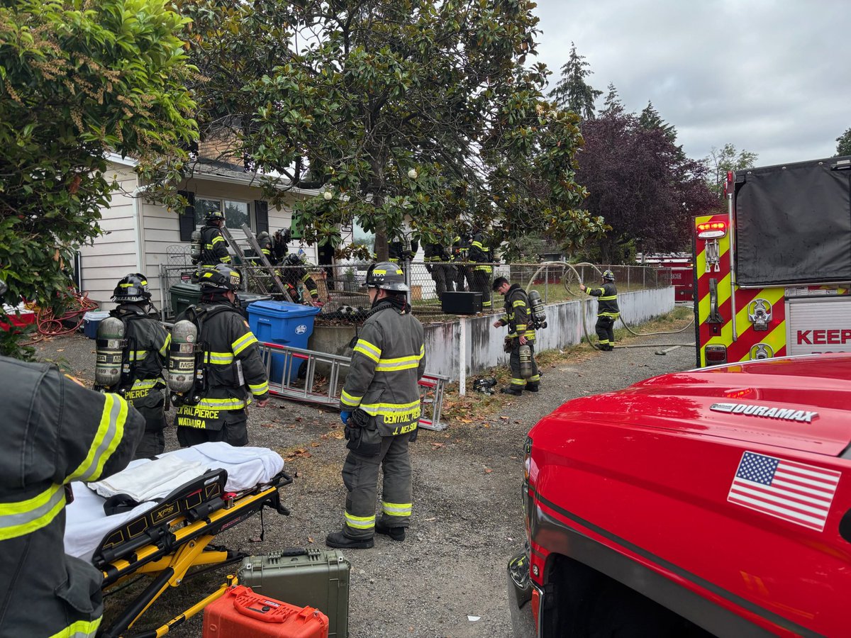 Crews responded to a house fire in the 11500 block of Ainsworth Ave S in the Parkland area at approximately 9:45 AM this morning. Upon arrival, firefighters found a working fire and deployed hoselines for an offensive fire attack.