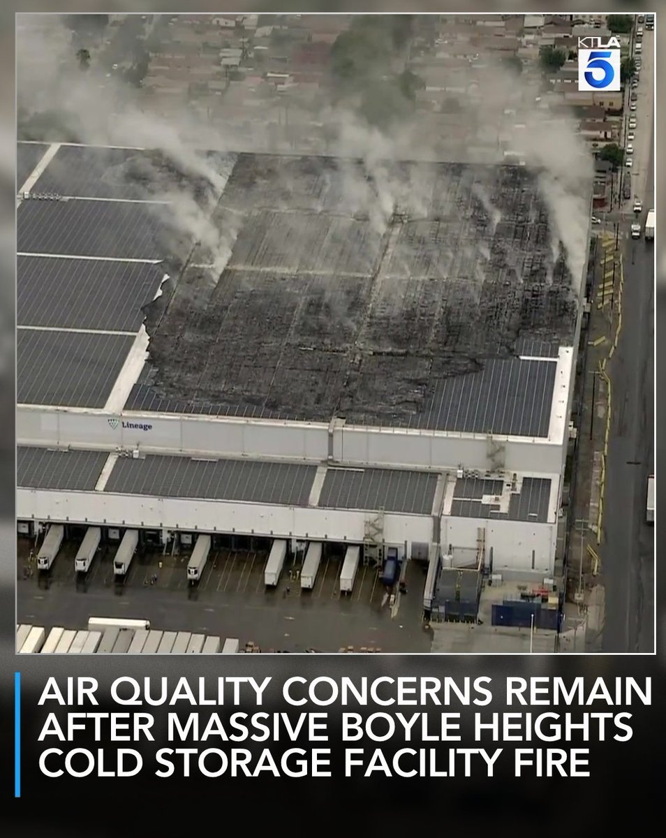 Smoke from a massive fire that broke out at a Boyle Heights cold storage facility on Wednesday has prompted air quality concerns in the surrounding area