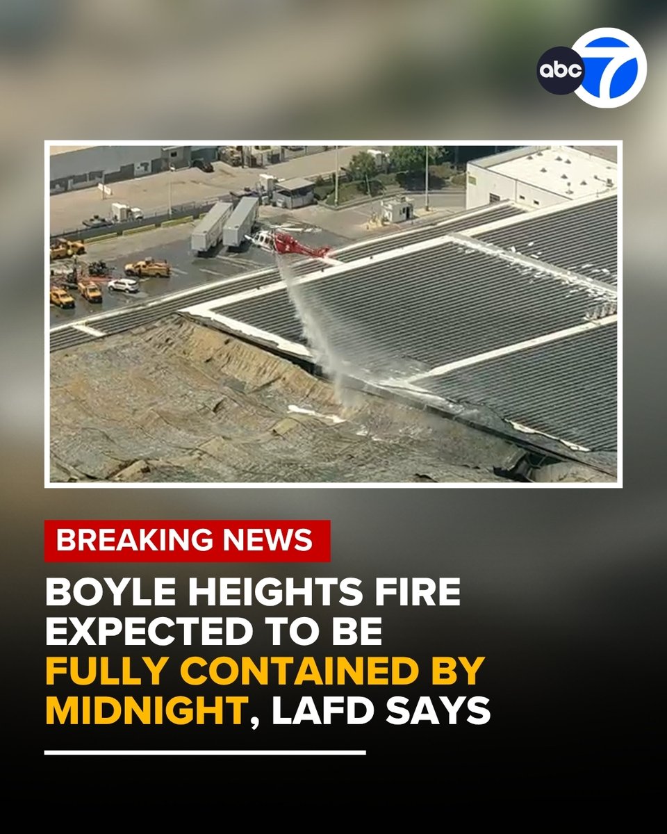 According to the Los Angeles Fire Department, the Boyle Heights fire that's been burning since last week is expected to be fully contained by midnight