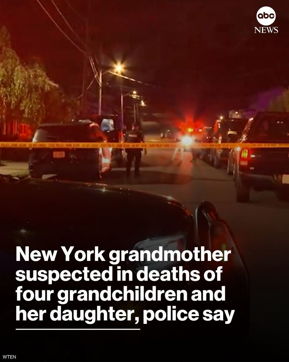 Police in an upstate New York town said a grandmother is suspected in the deaths of her four grandchildren, daughter and herself inside their home