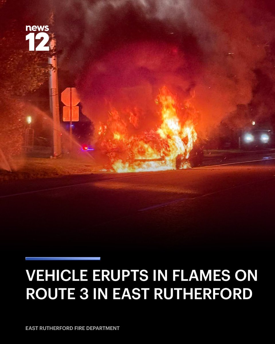 An early-morning fire on the side of Route 3 destroyed a vehicle in East Rutherford