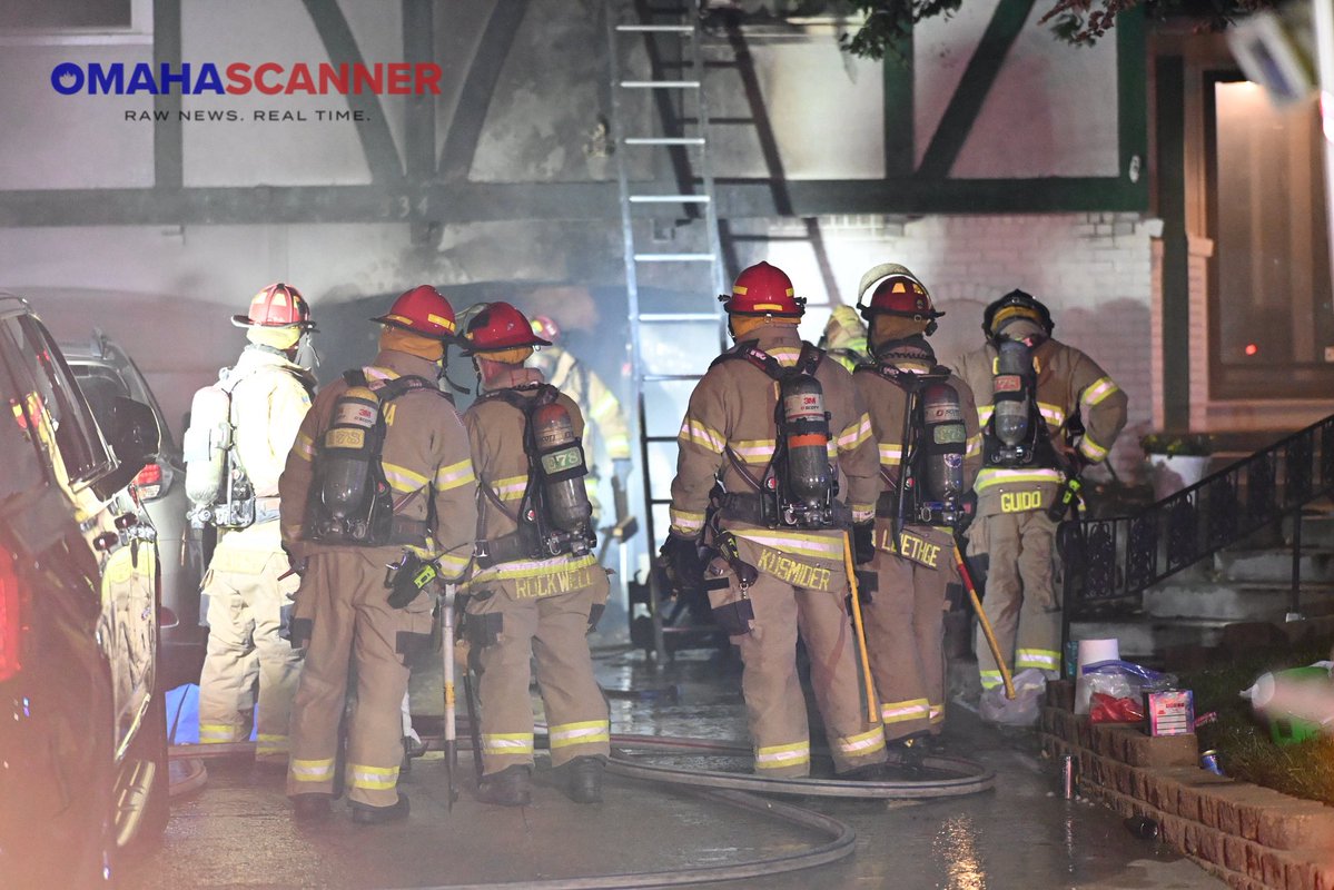 Omaha Fire was called to 129th and Morrison Drive for a house fire that was started from a firework landing on the garage. Crews had heavy smoke and flames on approach. A working fire declared. All animals were located in the backyard and safe.