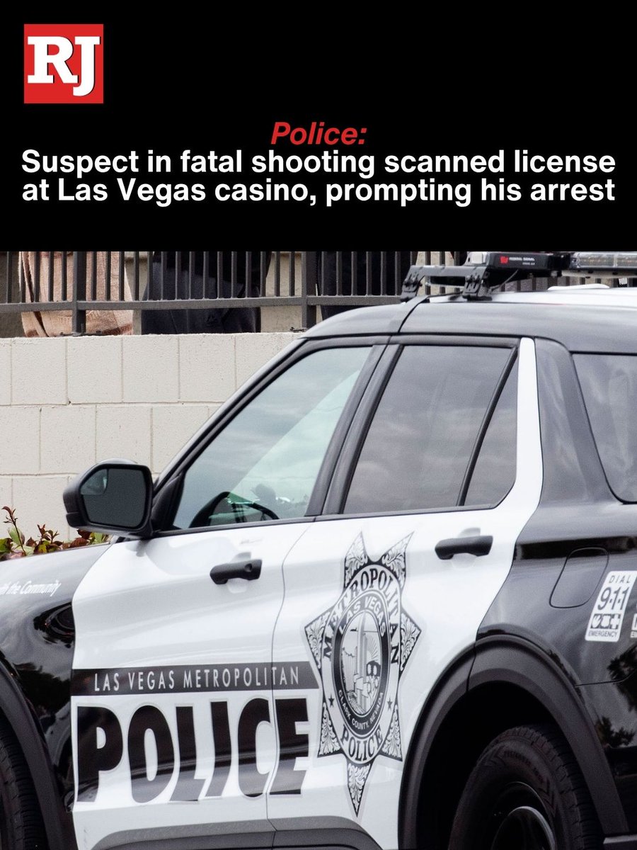 A gunman suspected of shooting two people, killing one, was arrested after he scanned his driver's license at a nearby casino shortly after the attack, Las Vegas police said