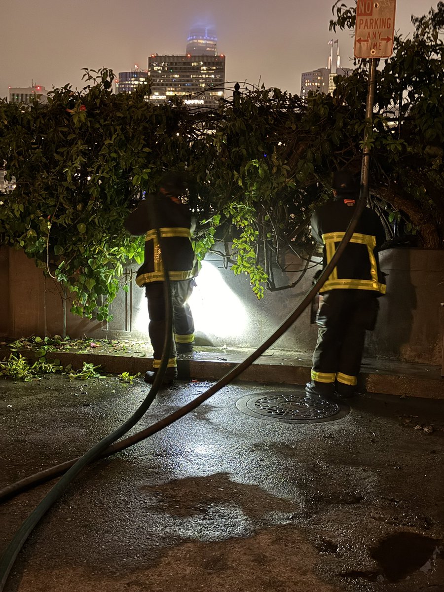 FIRE CONTAINED The vegetation fire in the Calhoun Terrace area of Telegraph Hill is now contained and under control. There has been no damage to structures and no reported injuries. The cause of the fire is fireworks.