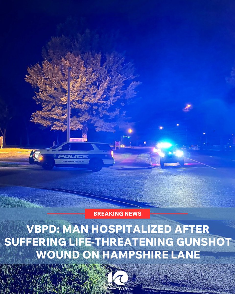 A man has been hospitalized after suffering a life-threatening gunshot wound on Hampshire Lane in Virginia Beach Thursday night.